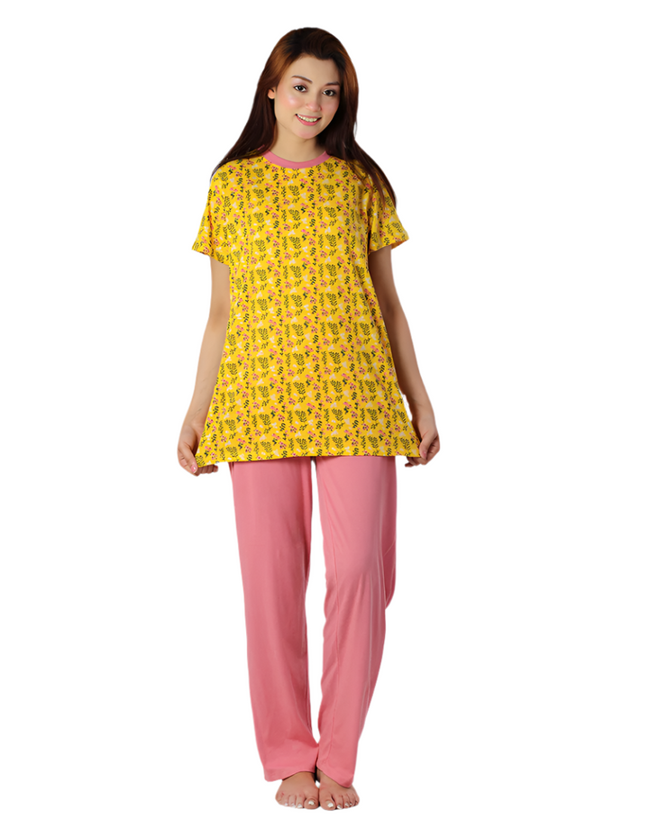 LOSHA COTTON PRINTED TOP & PJ SET-YELLOW