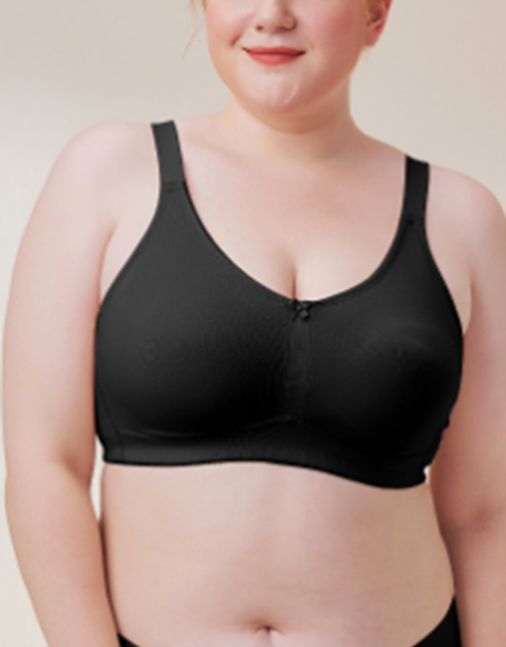 LOSHA FULL COVERAGE POST SURGICAL BRA WITH BROAD ELASTIC STRAP -BLACK