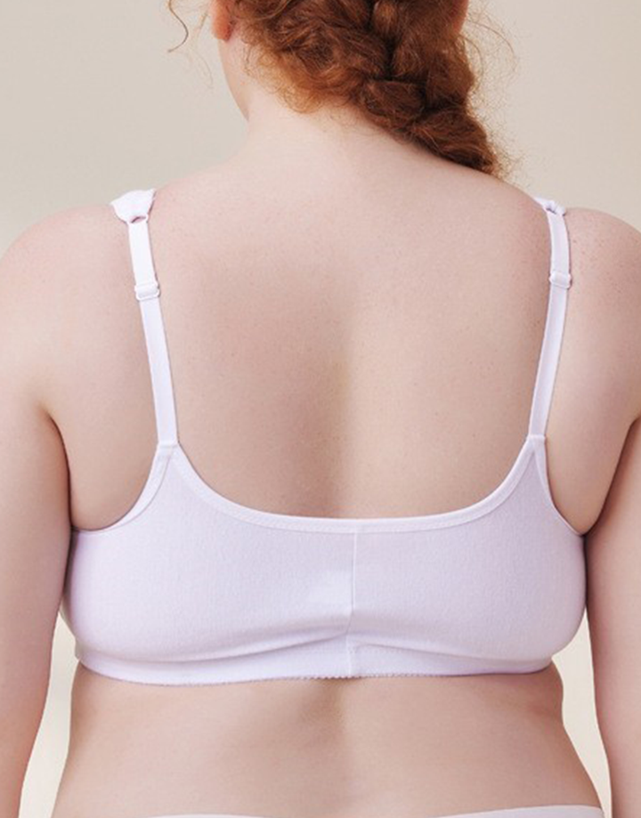 LOSHA COTTON FRONT CLOSURE POST SURGICAL BRA WITH POCKETS-WHITE