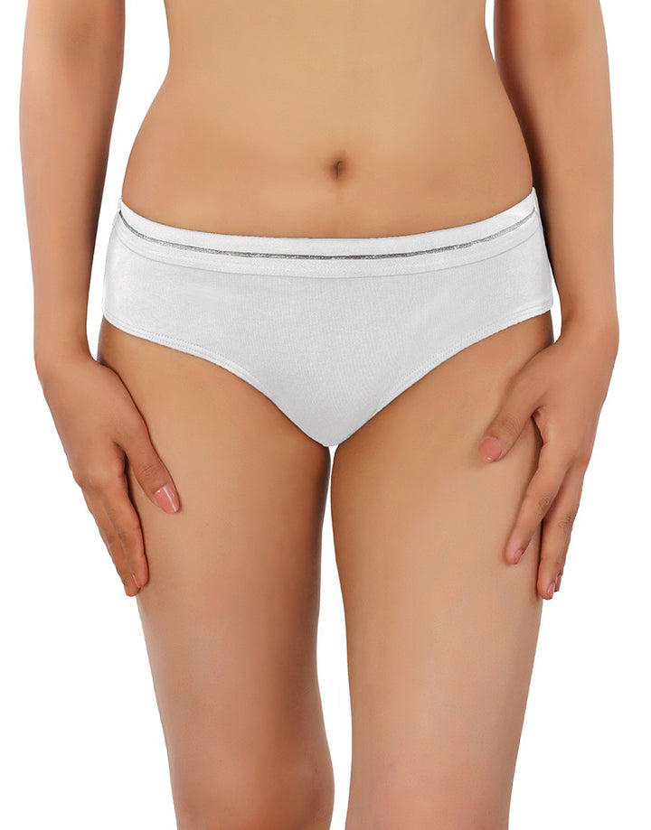 LOSHA COTTON BIKNI BREIF WITH GLITTER ELASTIC WAIST BAND-WHITE