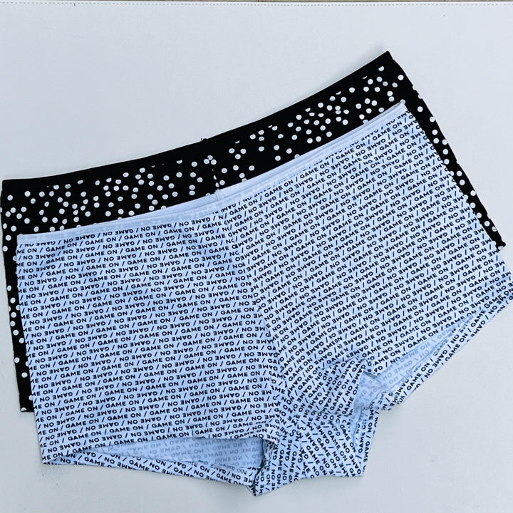 SUPER SOFT PACK OF 2 BOY SHORTS COTTON BRIEFS-POLKA DOTS+GAME ON