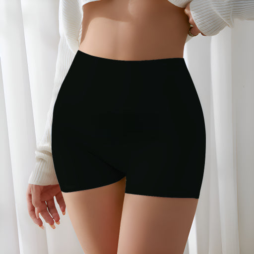 Losha High Waist Laser Cut Boy Shorts-Black