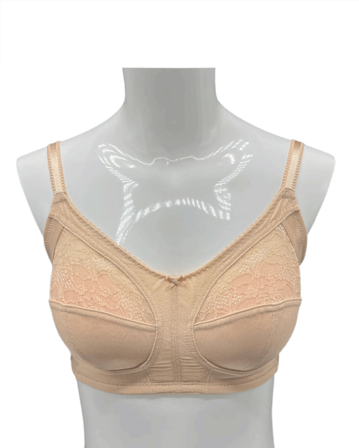 Plus Quattro Support Full-Coverage Wirefree Bra With Side Shaping Panels-TOASTED ALMOND