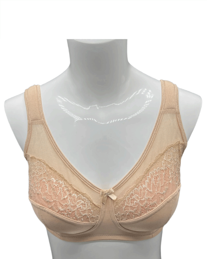 Plus Quattro Support Full-Coverage Wirefree Bra With Side Shaping Panels And Cushioned Straps-TOASTED ALMOND