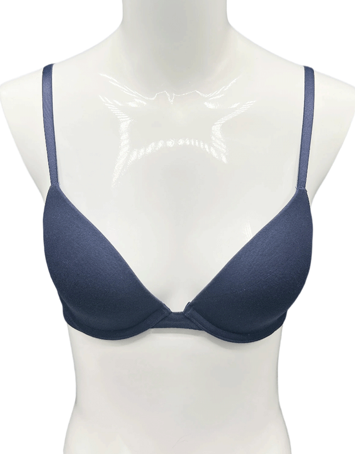 LOSHA DEEP PLUNG LIGHTLY PADDED WIRED COTTON T-SHIRT BRA -NAVY BLUE