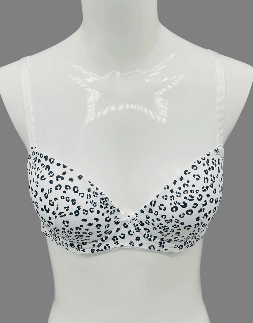 LOSHA LIGHTLY PADDED WIRED COTTON T-SHIRT BRA -CHEETAH