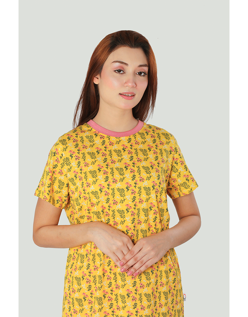 LOSHA COTTON PRINTED TOP & PJ SET-YELLOW