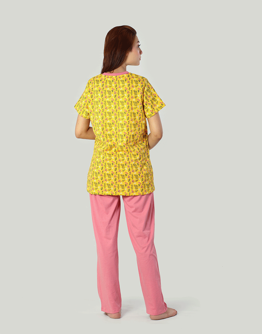 LOSHA COTTON PRINTED TOP & PJ SET-YELLOW