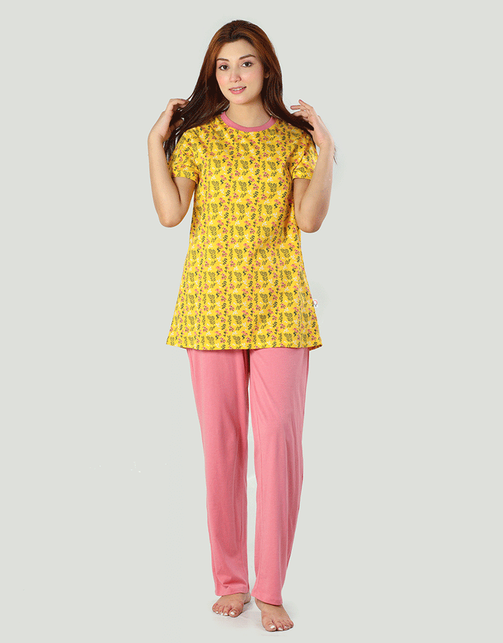 LOSHA COTTON PRINTED TOP & PJ SET-YELLOW