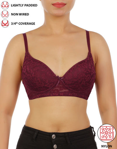 Buy Zivame Double Layered Non Wired High Coverage Nursing Sleep Bra - Peach  Pearl online