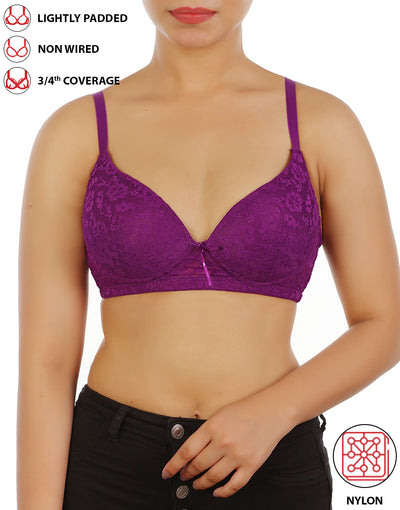Buy Rosaline Padded Wired 3/4th Coverage T-Shirt Bra - Grape Juice at