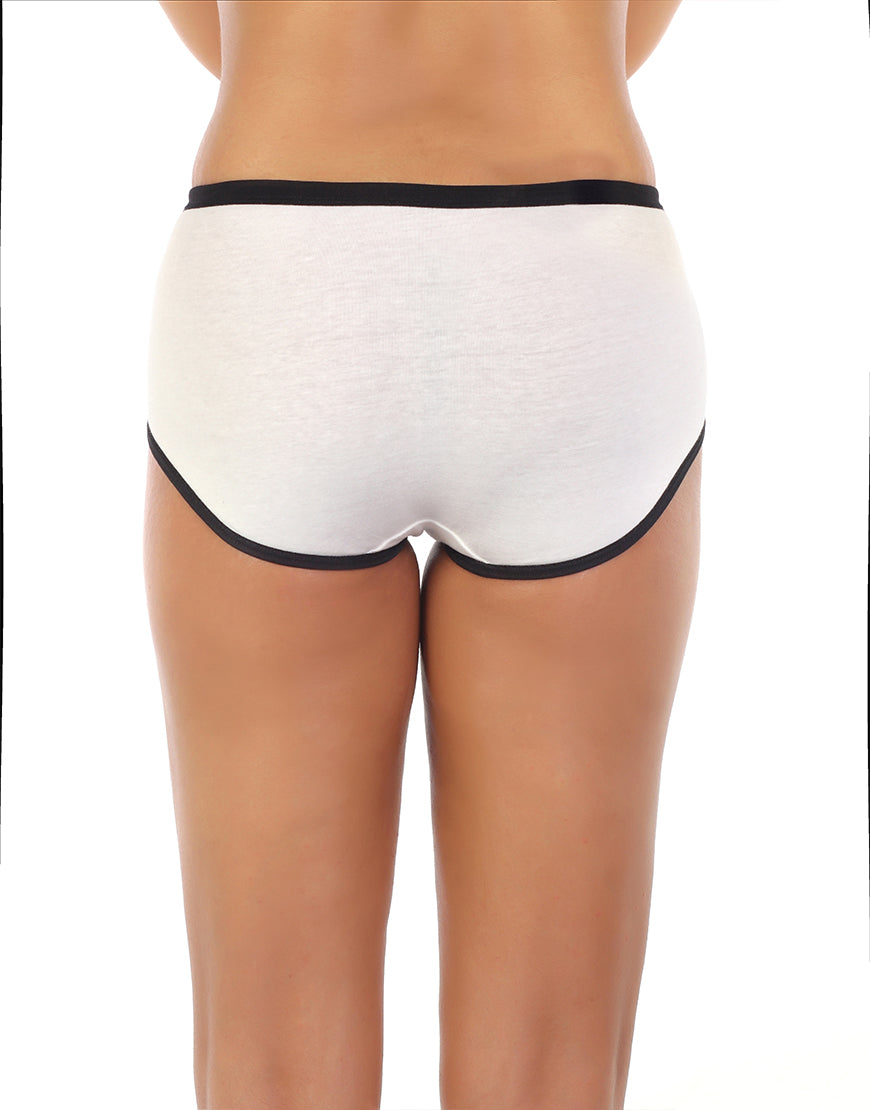 COTTON ATHLETIC STYLE HIPSTER BRIEF-WHITE