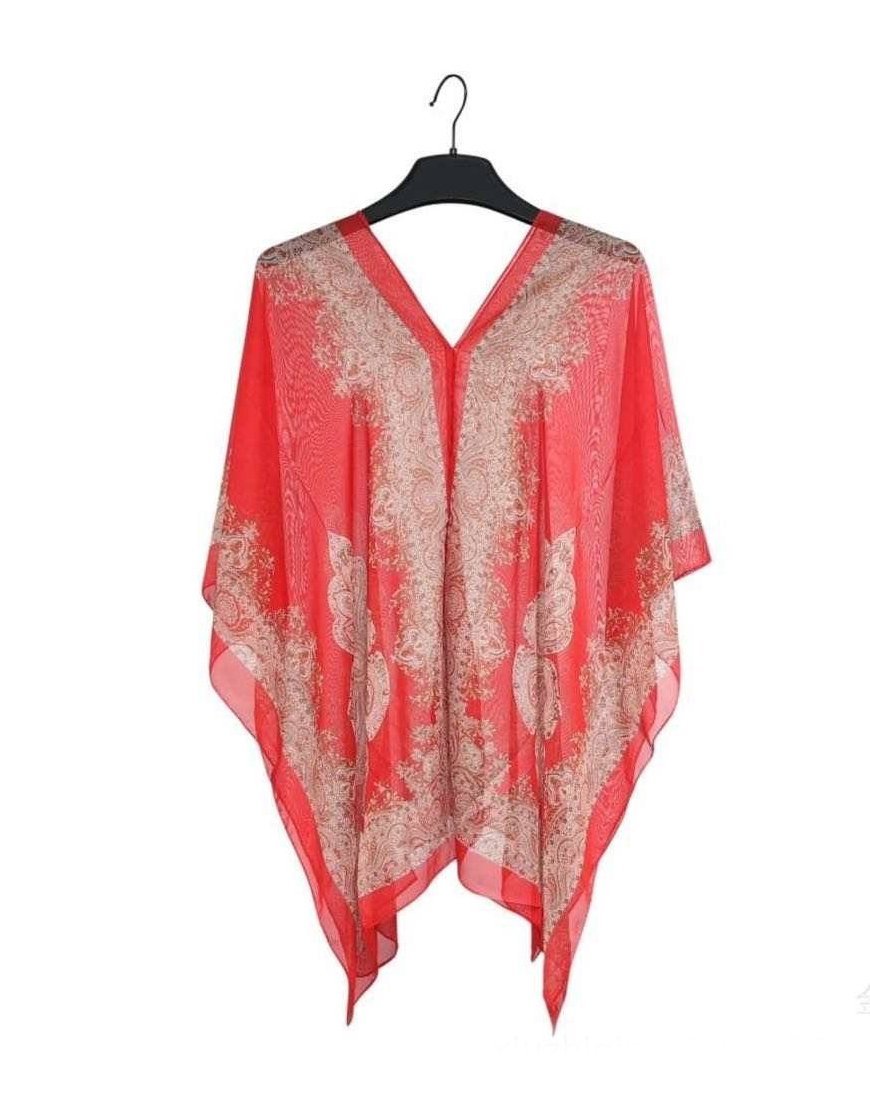 SWIM COVER-UP PONCHO-RED – Losha