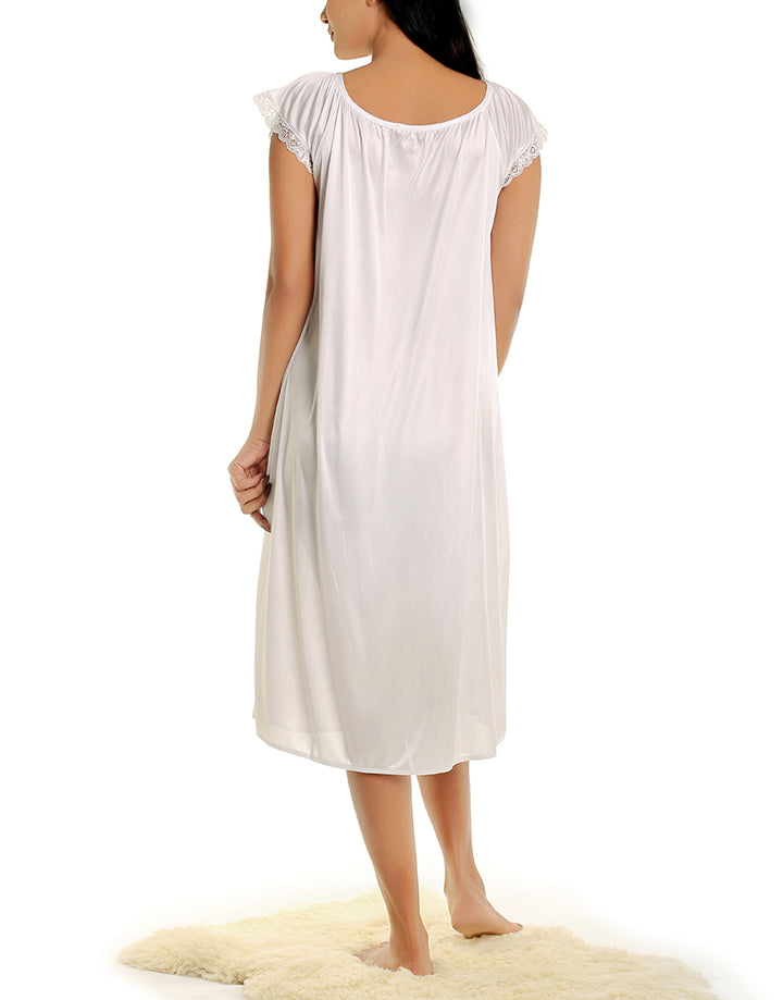 LOSHA MID-CALF LENGTH CAP SLEEVE NIGHTY-WHITE