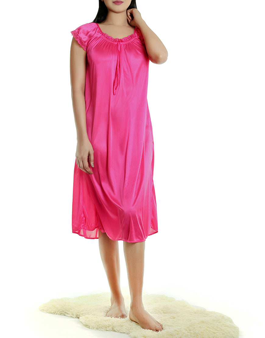 LOSHA MID-CALF LENGTH CAP SLEEVE NIGHTY-SHOCKING PINK