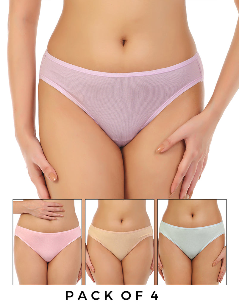 Losha super soft pack of 4 cotton Bikini briefs-Assorted