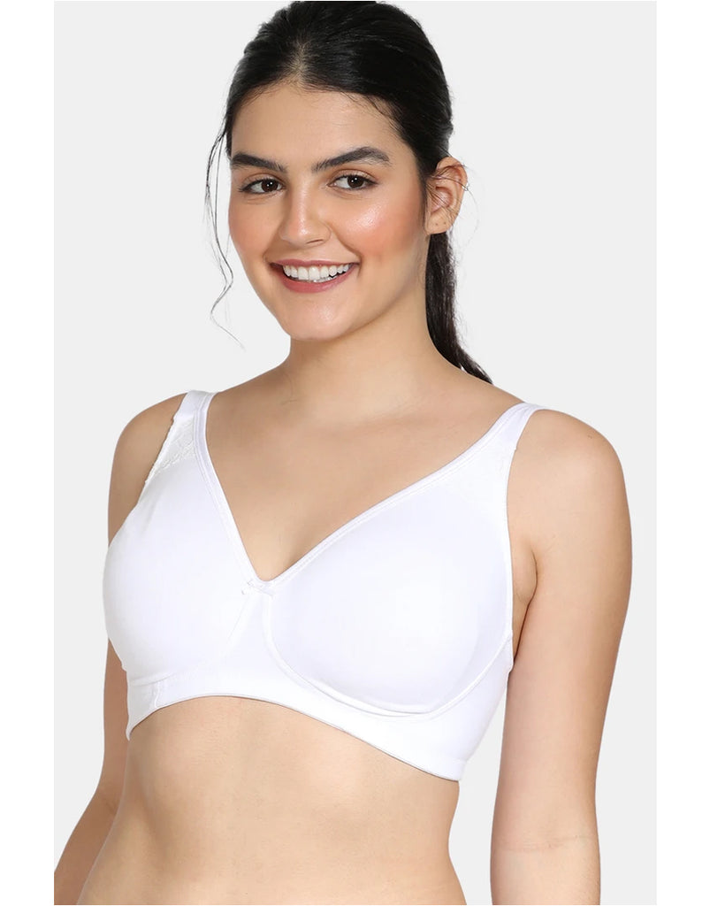 Cotton spandex bra with double layered moulded cups and encircled