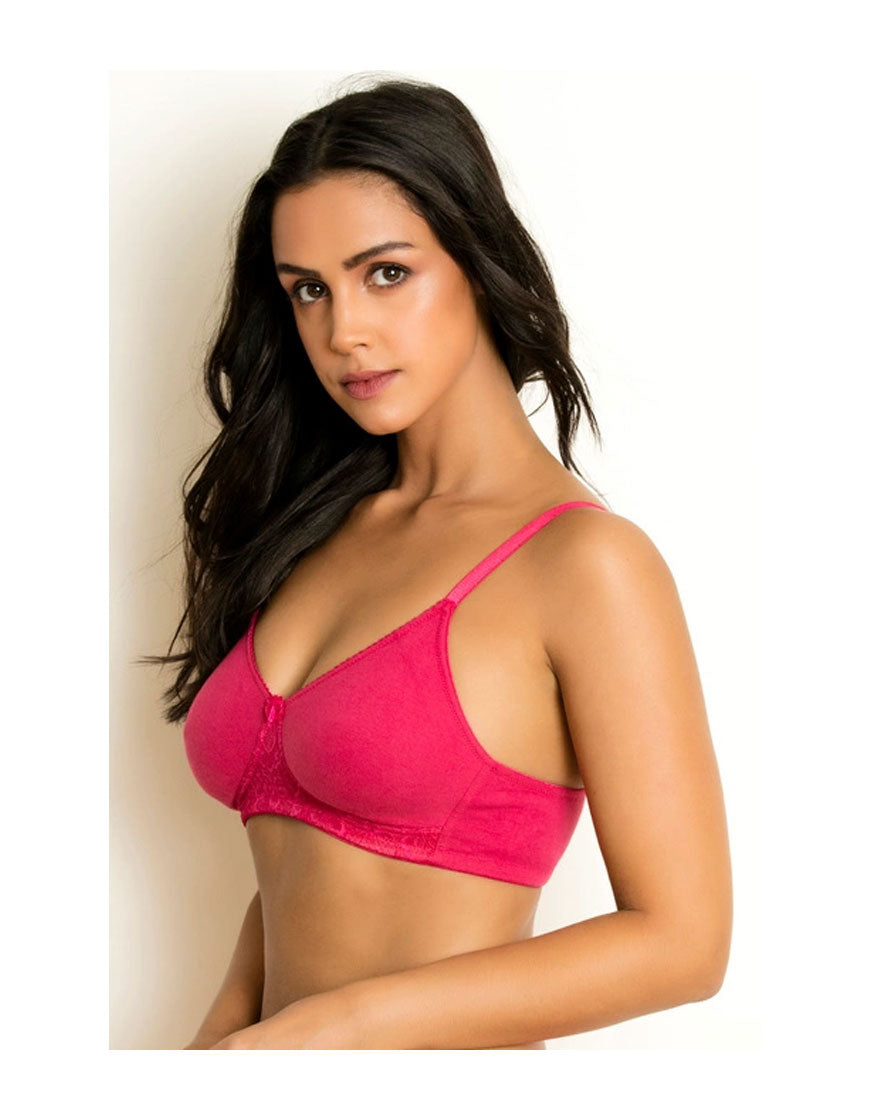 LOSHA COTTON DOUBLE LAYERED WIRE-FREE BRA-DARK PINK